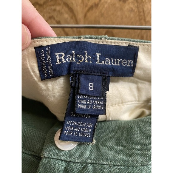 Vintage Ralph Lauren Italian Linen Pencil Skirt Sage Green Button Zip Slit Sz 8 - Picture 12 of 15